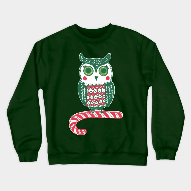 Festive Owl Crewneck Sweatshirt by Jackie Hurd